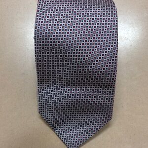 Boggi Milano Silk Tie Made in Italy Red Blue Geometric Pattern Classic